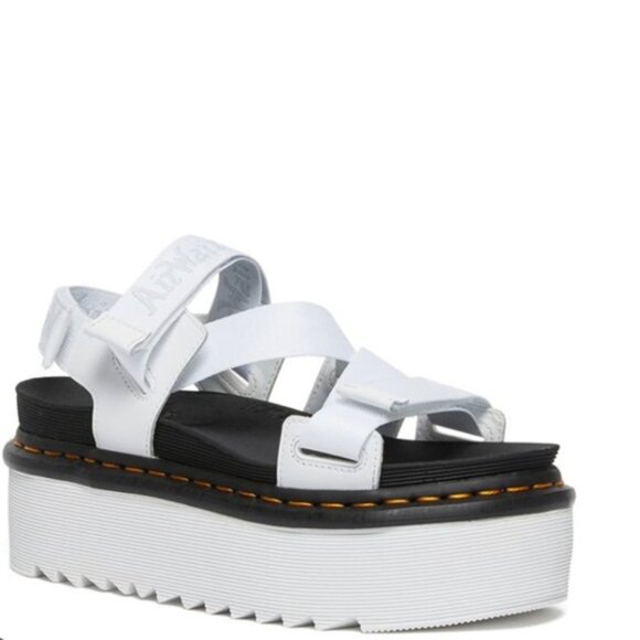 Dr. Martens Kimber Platform Sandals Straps AirWair Lightweight White 8 Shoe Soft - Picture 1 of 16